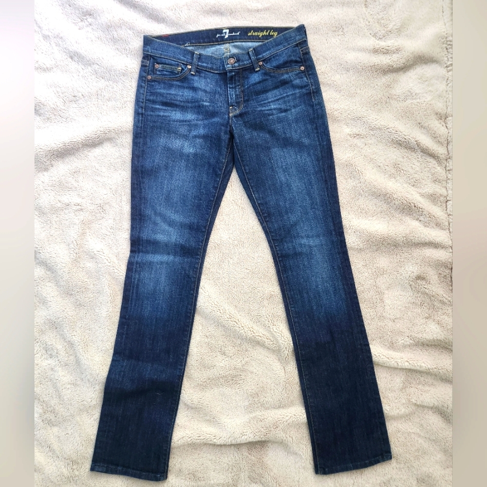 7 For All Mankind Blue Straight Leg Jeans. Womens. Size 28. EXCELLENT CONDITION